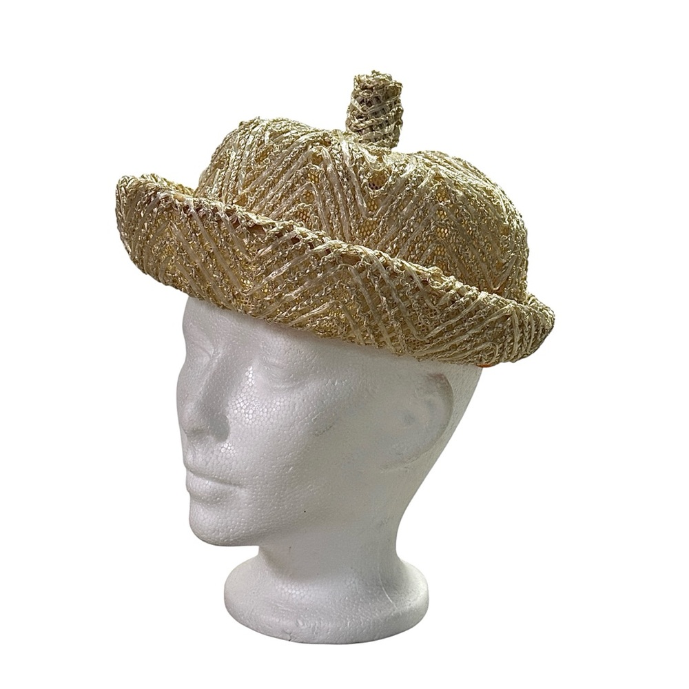 Vintage 1960 Womens Woven Cream Hat